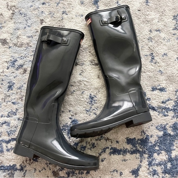Hunter Classic Tall Boots Wellies Dark Grey Size 8 Waterproof - Picture 1 of 10